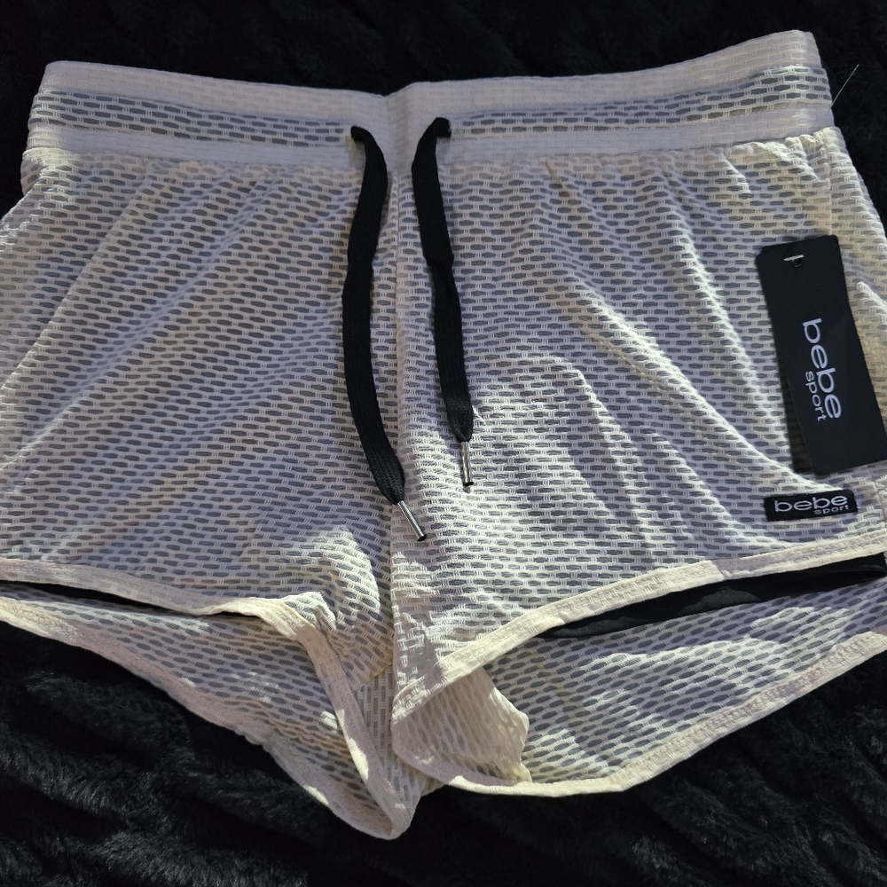 bebe Women's Cream Mesh Shorts